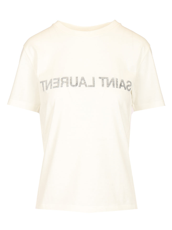 Saint Laurent Cotton Jersey T-Shirt - Bianco | afb72c82b0eaf129f51b6a119c847332217811b4