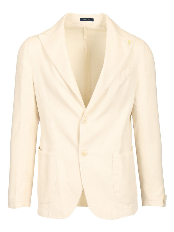 Blazer de Algodón y Lino Chaquetas Blanco
