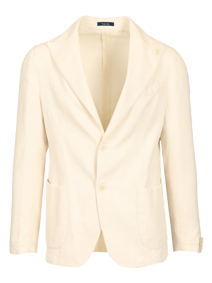 Guarinucci Cotton Linen Blazer Giacche - Bianco | 3bb1f4f1865cf46a9714e6ac2636e7e5bc940c59