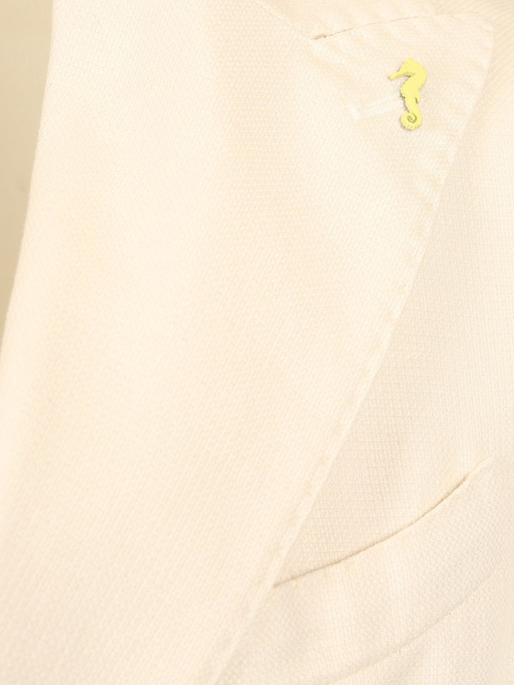 Guarinucci Cotton Linen Blazer Giacche - Bianco | 3797cd72e008664cc4a92393b2a9a2e8a2781f5b