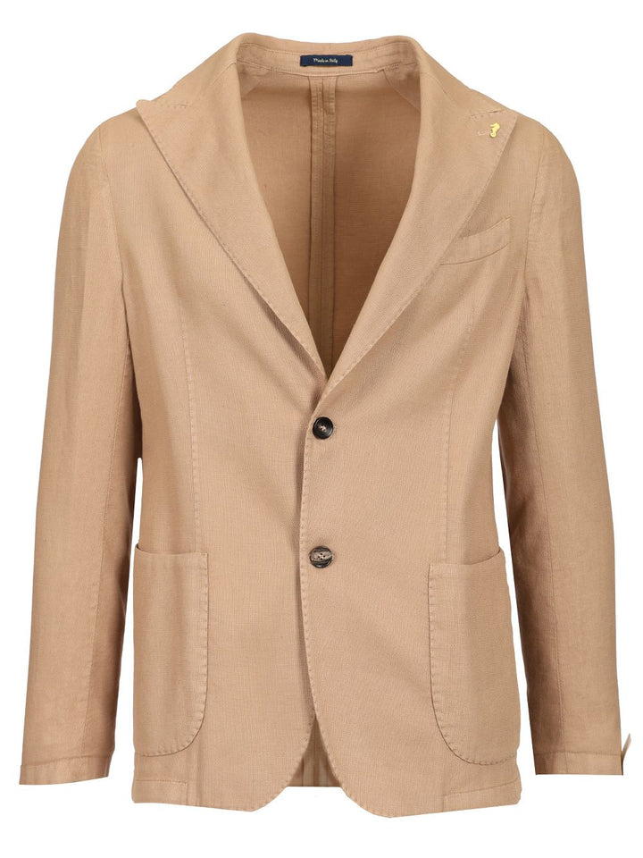 Guarinucci Cotton Linen Blazer Giacche - Beige | 8dc79d699aaa847cea0fbcc868932d1ce3d3ff6b