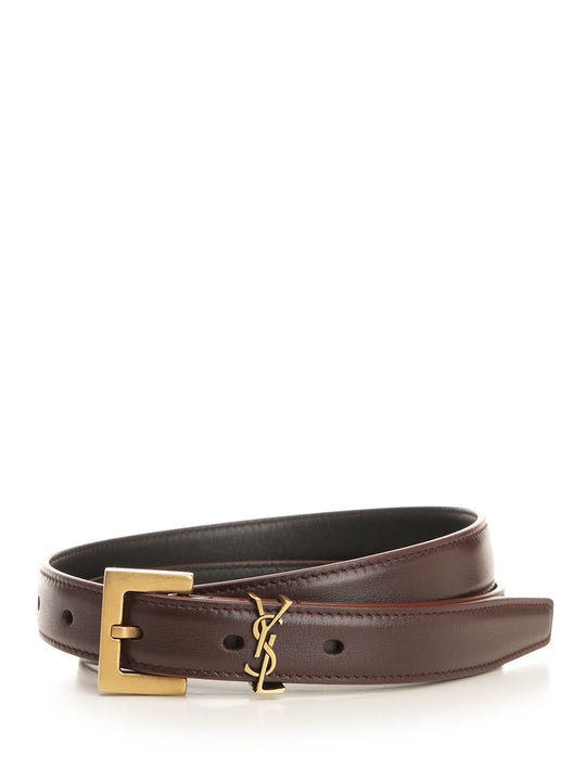 Ysl Logo Belt Cinture Marrone