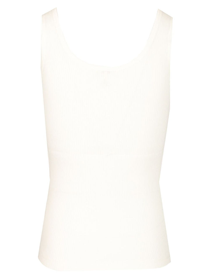 Chloe' Ribbed Stretch Jersey Top - Bianco | 730e78b88144b6f28c9be25c7d939c6d3b8b9c99