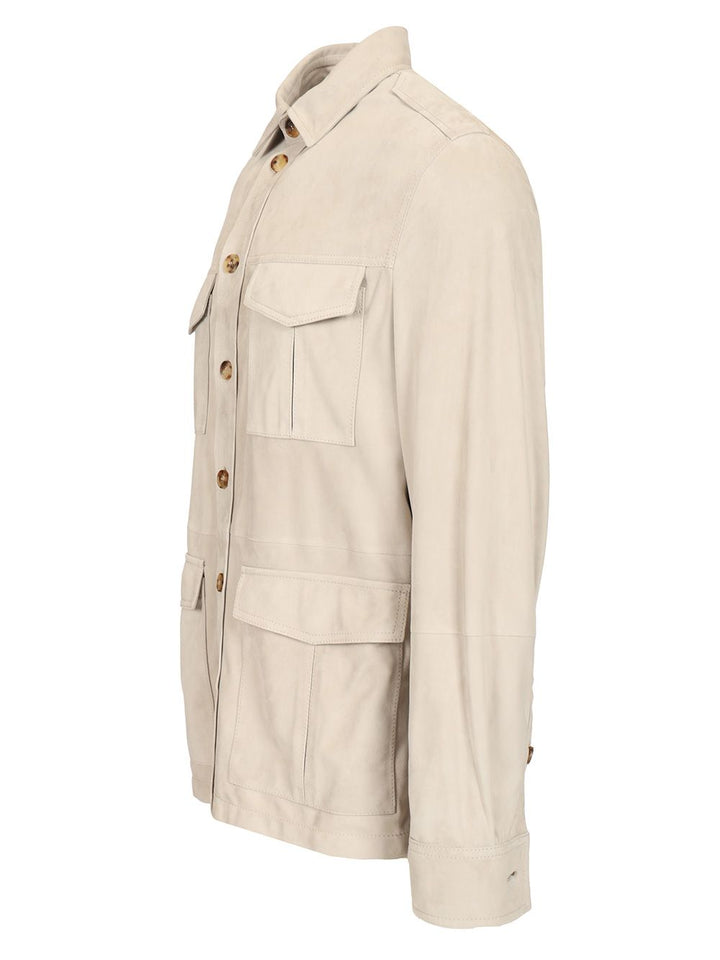 Brunello Cucinelli Suede Safari Jacket Giacche - Beige | b85ab22be42189400c1a26b0d6eb20c38295a97d