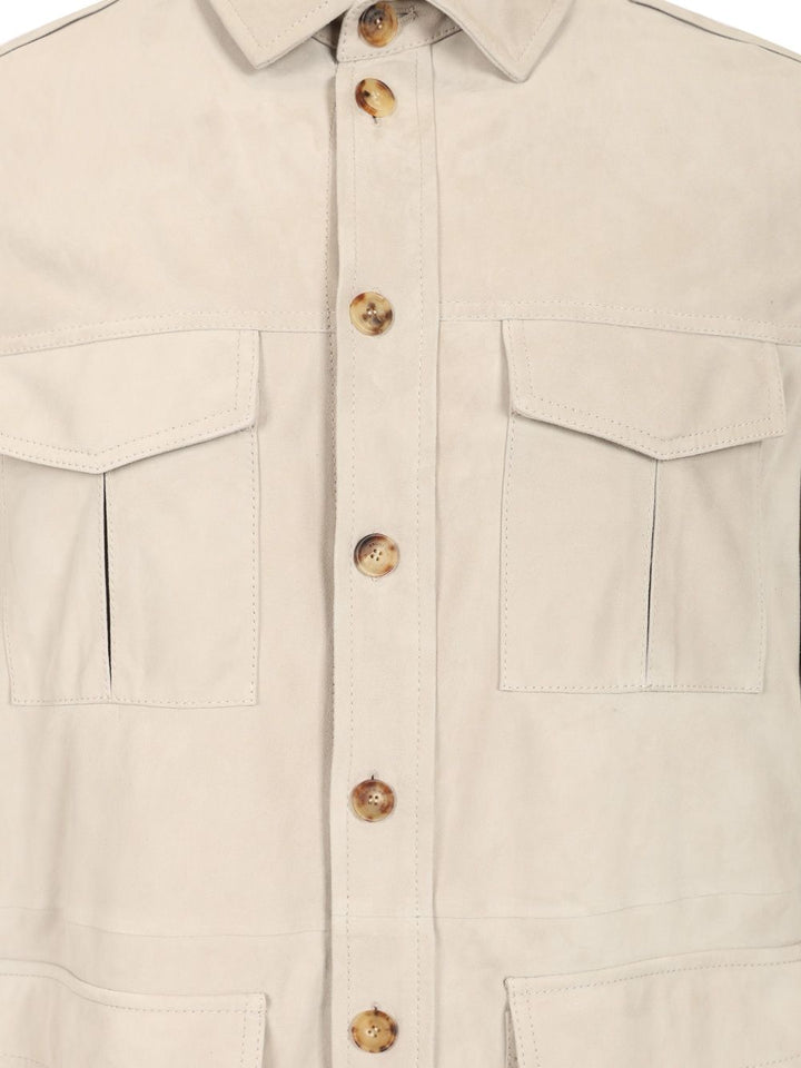 Brunello Cucinelli Suede Safari Jacket Giacche - Beige | f9cabf7f5cf397f4ed3c162e55ea3136da1ec3a7