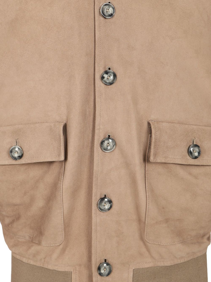 Al Duca D'Aosta 1902 Beige Suede Jacket Knitwear - Beige | 813e41783c7be692b67919db27c8db4470a54c2d