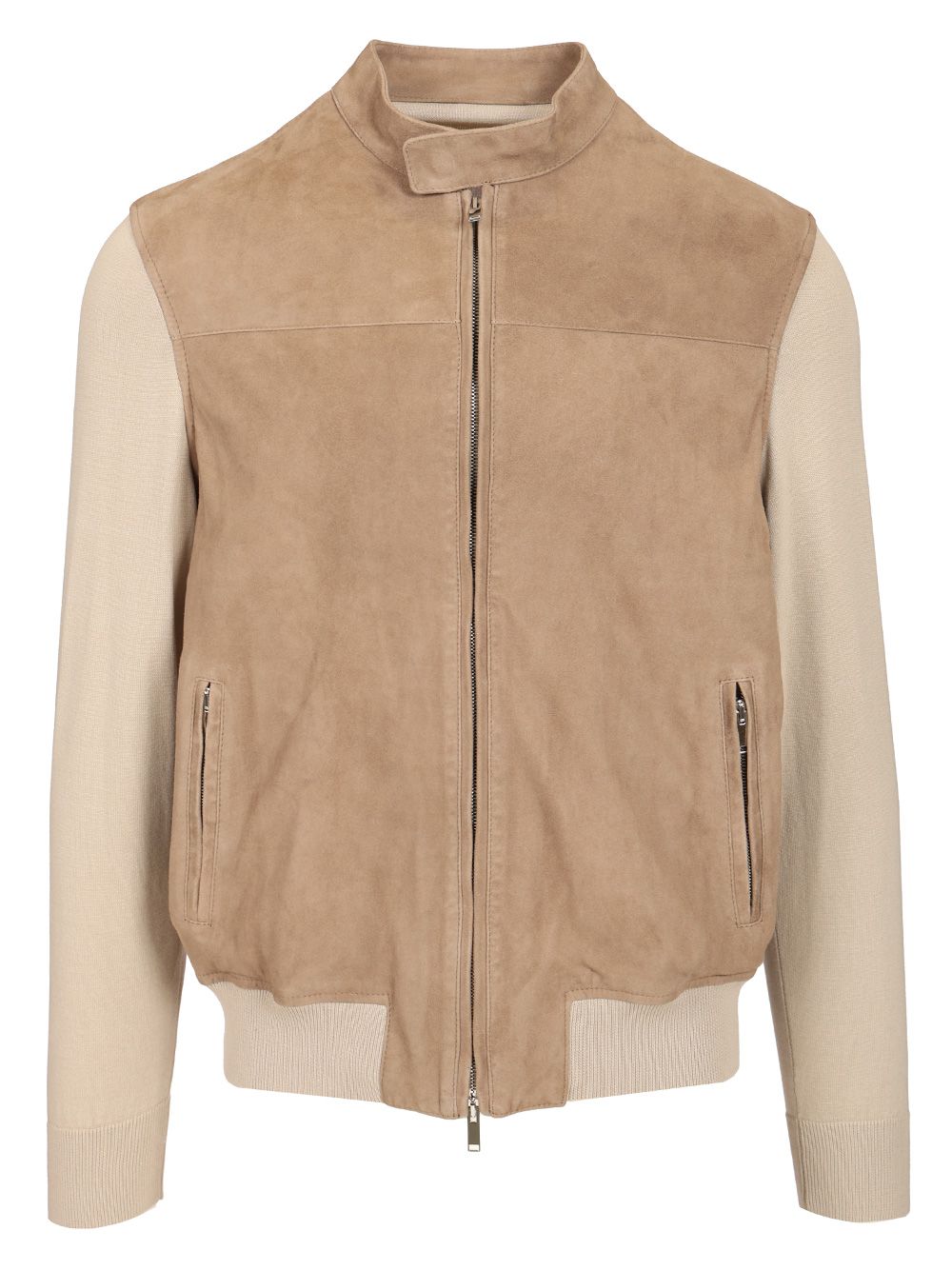 Al Duca D'Aosta 1902 Suede Jacket With Knitted Sleeves Knitwear - Beige | 6849c4e85af7caaf05500c2d55f88214e559d76c