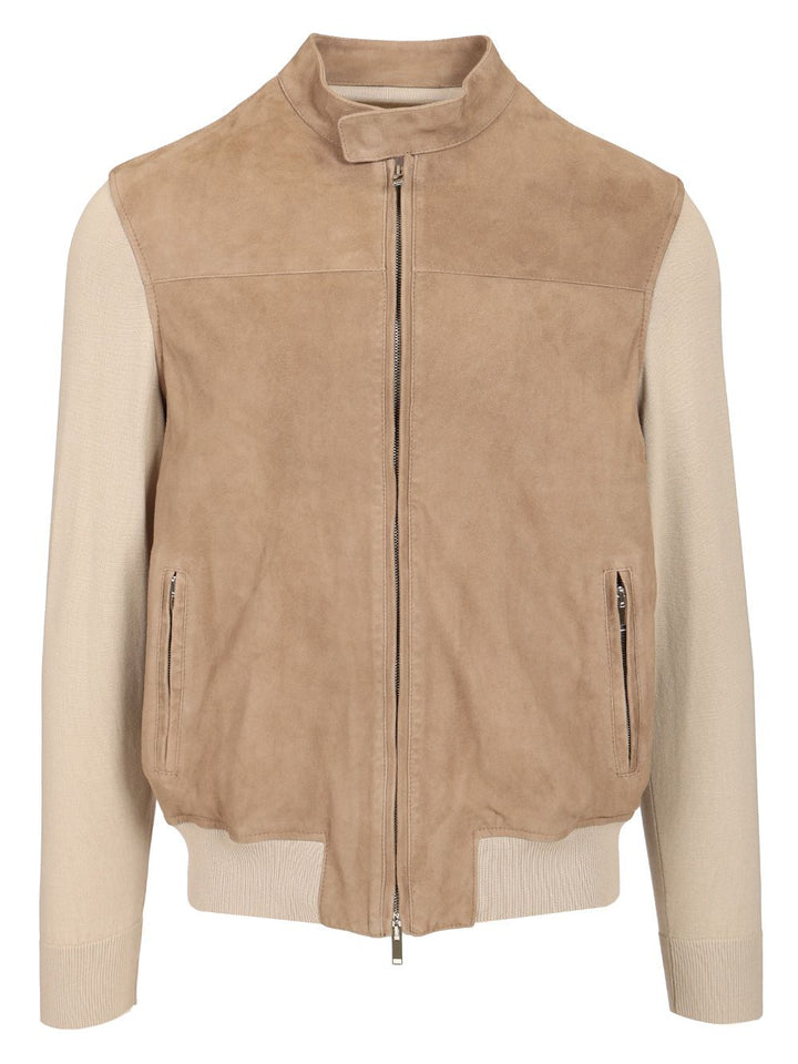 Al Duca D'Aosta 1902 Suede Jacket With Knitted Sleeves Knitwear - Beige | 6849c4e85af7caaf05500c2d55f88214e559d76c