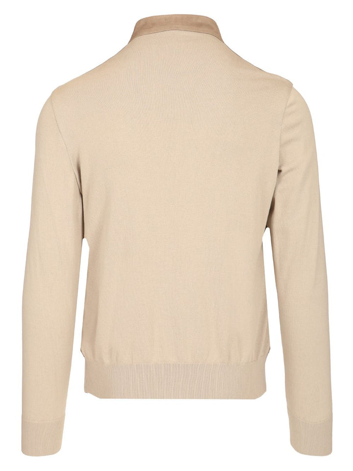 Al Duca D'Aosta 1902 Suede Jacket With Knitted Sleeves Knitwear - Beige | f9296fd7c7708d21d9220e576ff0d49cba3b80dd