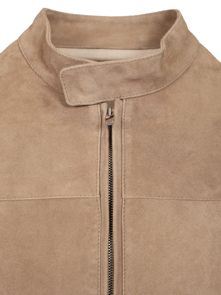 Al Duca D'Aosta 1902 Suede Jacket With Knitted Sleeves Knitwear - Beige | 1d467f4204d319b47aa980501230aad8ae612a6f