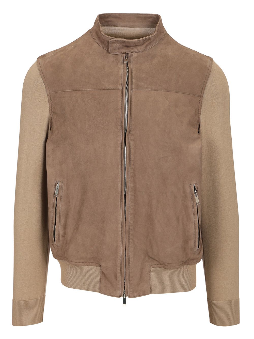 Al Duca D'Aosta 1902 Suede Jacket With Knitted Sleeves Knitwear - Beige | 8e435068dfbaeb15955fcd0e0a9ae5240681ebab