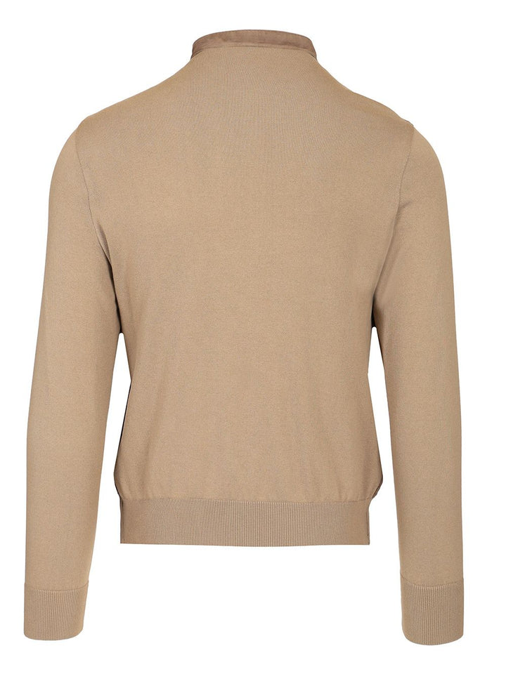 Al Duca D'Aosta 1902 Suede Jacket With Knitted Sleeves Knitwear - Beige | ead9315f2ff84374fe11f50304825cef2b960c6b