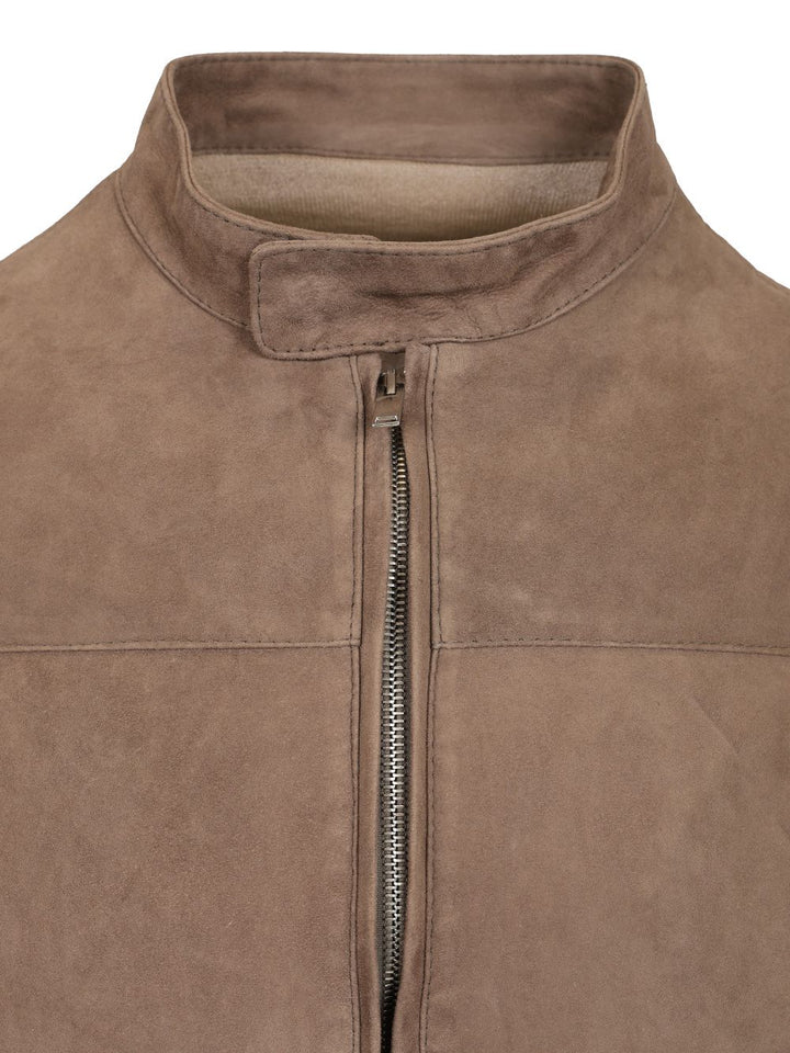Al Duca D'Aosta 1902 Suede Jacket With Knitted Sleeves Knitwear - Beige | 39cee62707edfda99617914132eb89610b837706