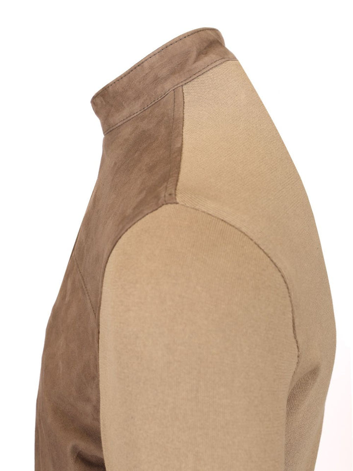 Al Duca D'Aosta 1902 Suede Jacket With Knitted Sleeves Knitwear - Beige | ab075e86ea446422d832c1c61e4b6bd959181b89
