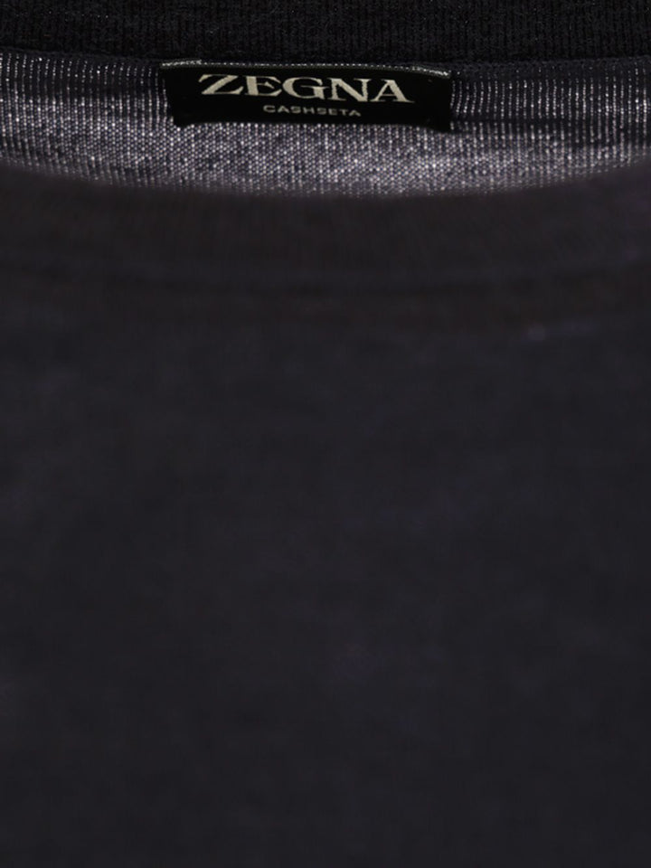 Ermenegildo Zegna Cashmere And Silk Crewneck Sweater Knitwear - Blu | 703f1b987e813853a0d4e990b573f49c82a301e1