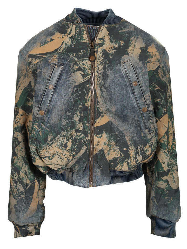 Acne Studios Denim Bomb Jacket With Camo Details Giacche - Marrone | 6c80249147daa91559ada61a151b507d9e0e03ab