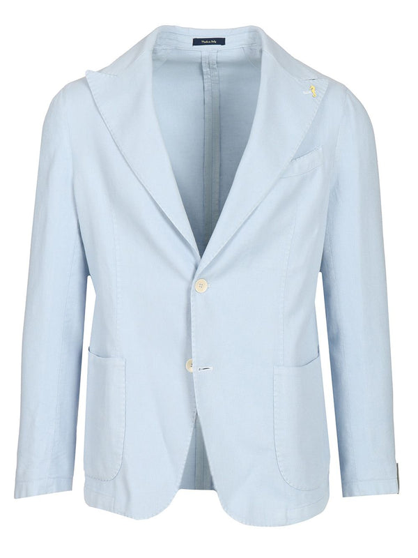 Blazer de Algodón y Lino Chaquetas Celeste