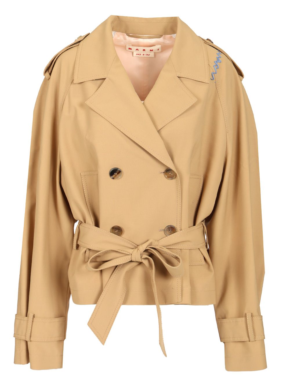 Marni Short Trench Coat With Belt Giacche - Beige | dab485eaaf080e4b83847764644a7d05c7b810a6