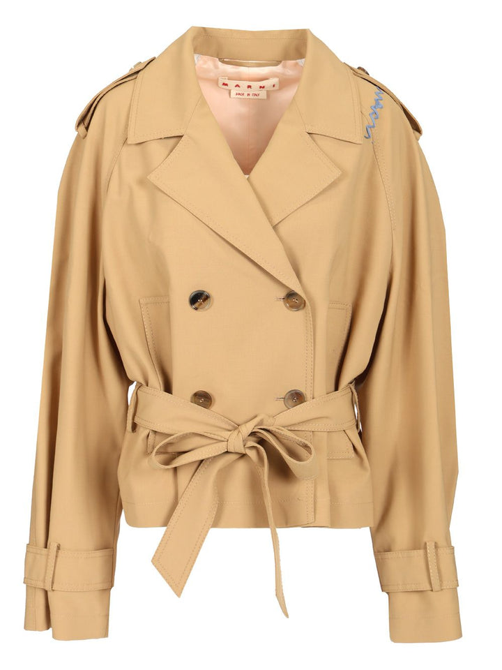 Marni Short Trench Coat With Belt Giacche - Beige | dab485eaaf080e4b83847764644a7d05c7b810a6
