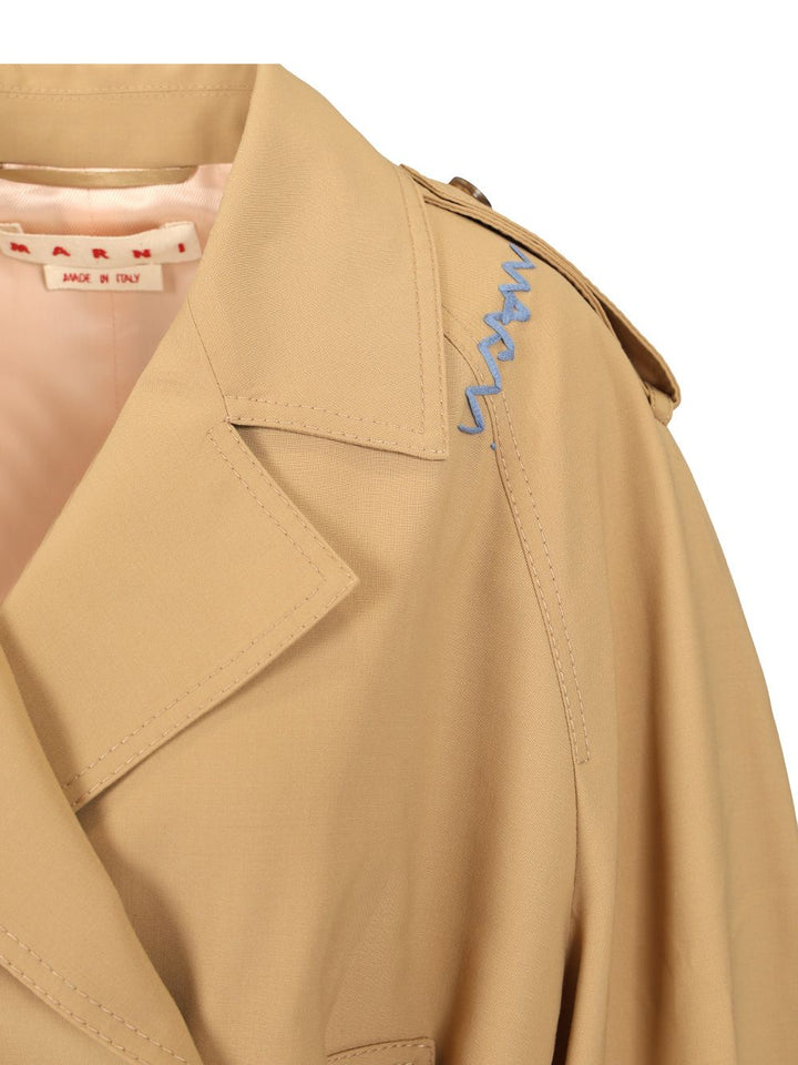 Marni Short Trench Coat With Belt Giacche - Beige | d258f12b19175a31fe585fba33fa876072ef31f9