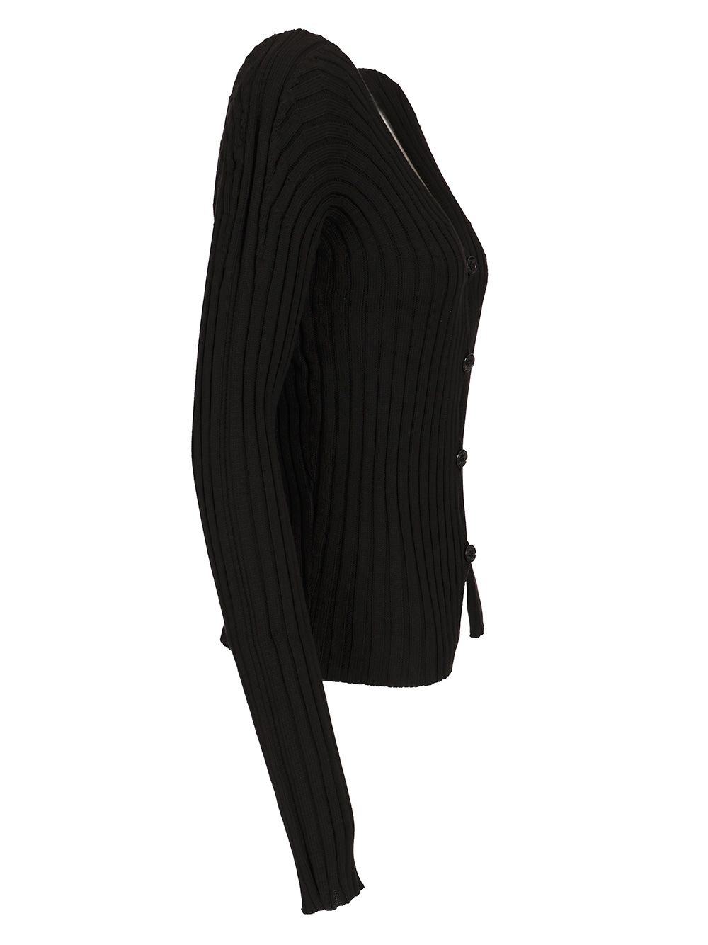Acne Studios Ribbed Cotton Cardigan Knitwear - Nero | f3666def26241910fe1e5150c9da03ec60ba847e