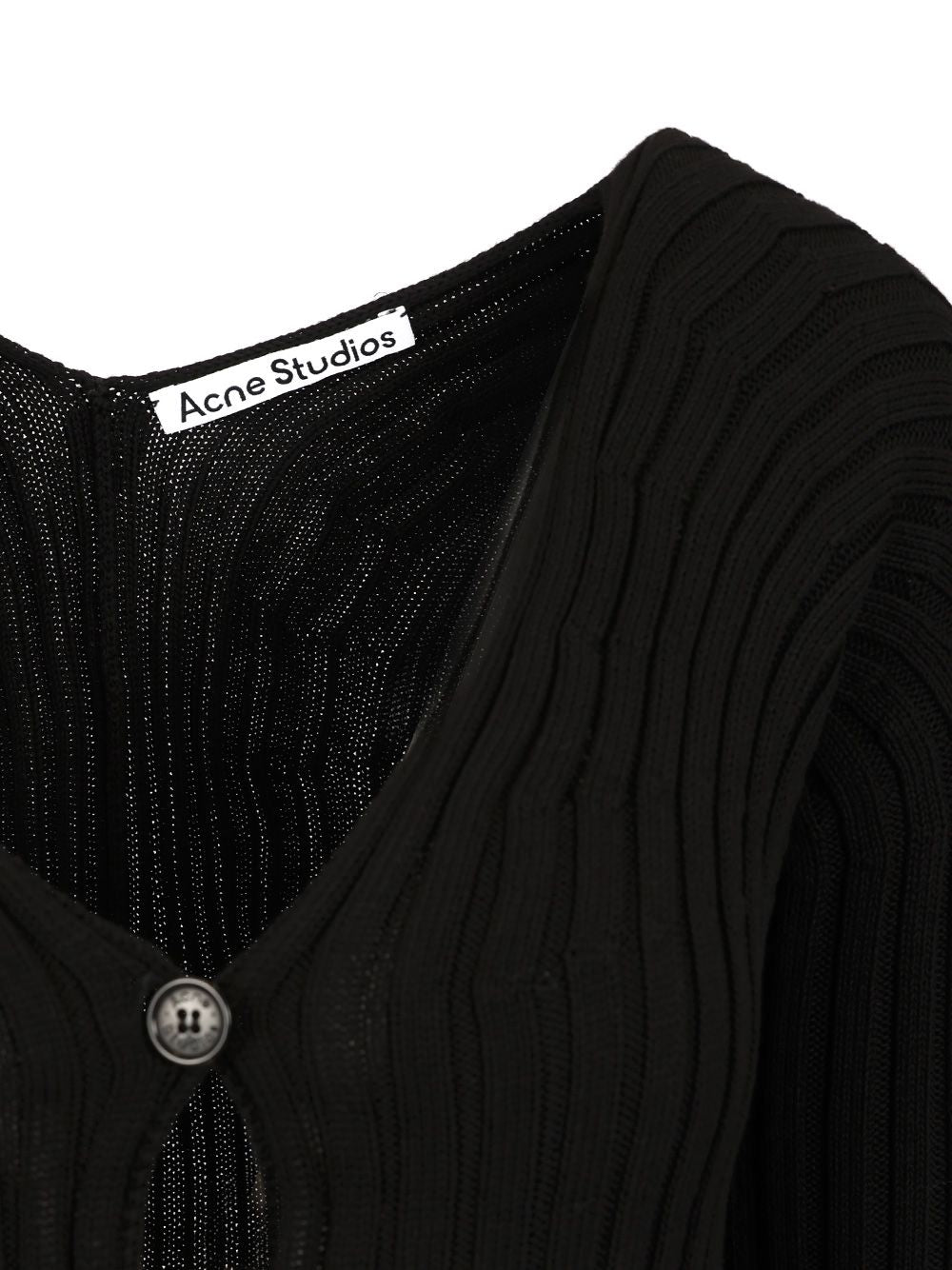 Acne Studios Ribbed Cotton Cardigan Knitwear - Nero | be09ecfe10daa888a297a1b171cea4b826c96ac0