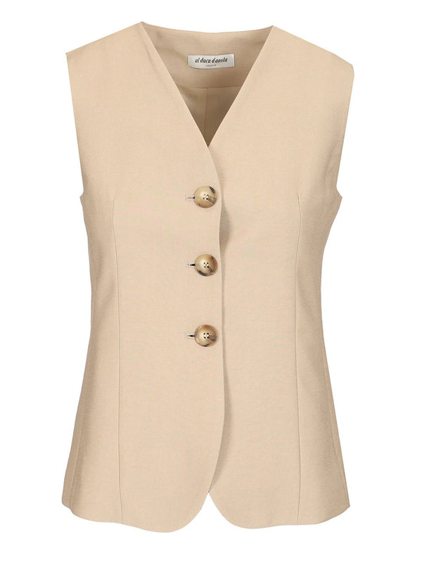 3-Button Twill Vest Giacche Beige