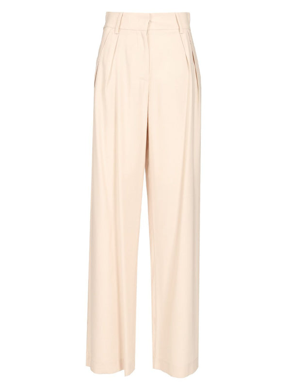 Double Pleat Pantaloni Bianco