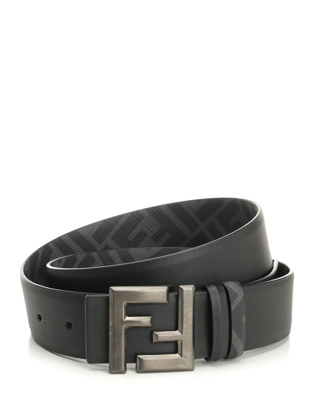 Fendi Reversible Belt With Thin Squared Ff Buckle Cinture - Nero | 41bc43644f16ad520219b2abd940d457dba202af
