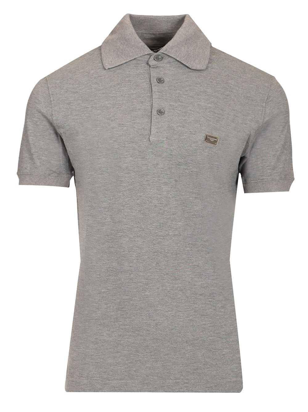 Dolce & Gabbana Grey Melange Cotton Polo T-Shirt - Grey | 9c0ce6009568fd39af30d1478bf08ed8a2e29dd2