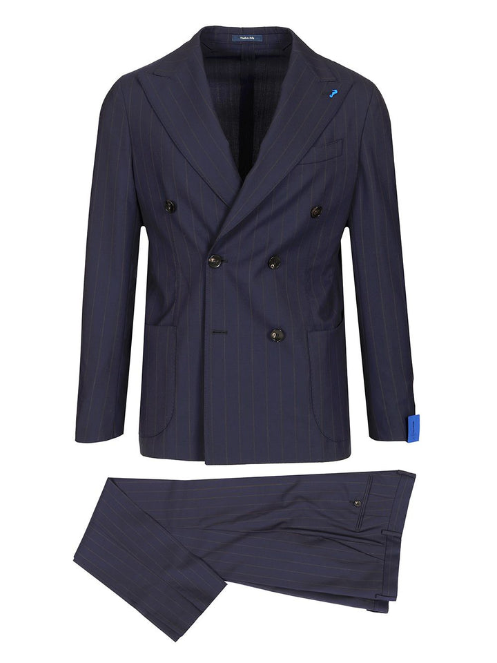 Guarinucci Double-Breasted Pinstriped Suit Abiti - Blu | fd8d60f11aa422e34c19947bcdce040671b69256