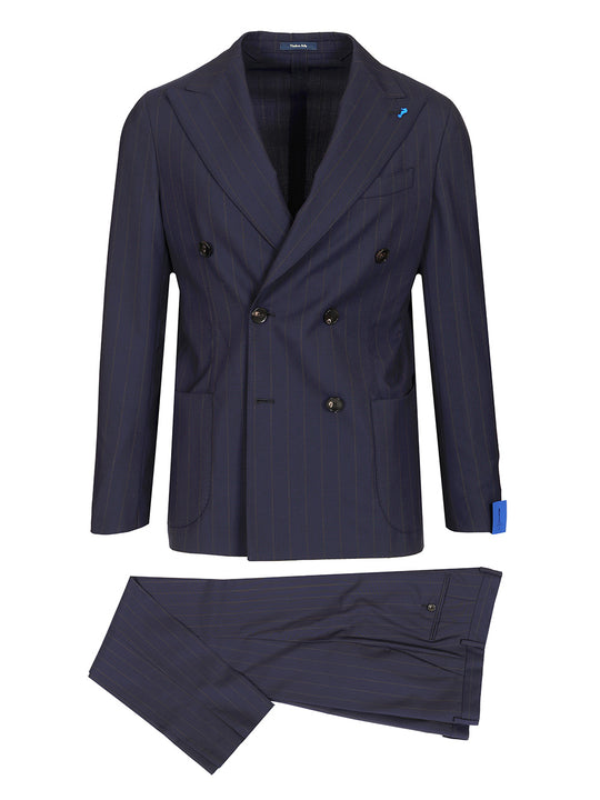 Double-Breasted Pinstriped Suit Abiti Blu