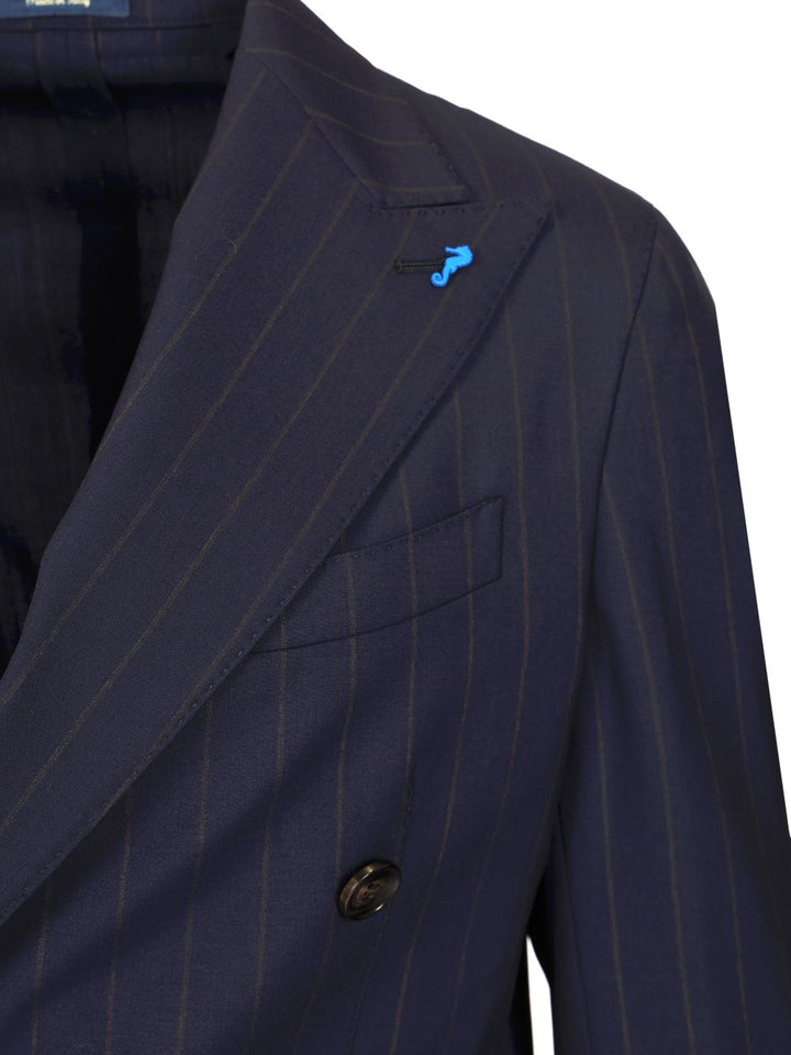 Guarinucci Double-Breasted Pinstriped Suit Abiti - Blu | 37cd2d7d8bac2c204d42aeea4ed305c3b64f6674