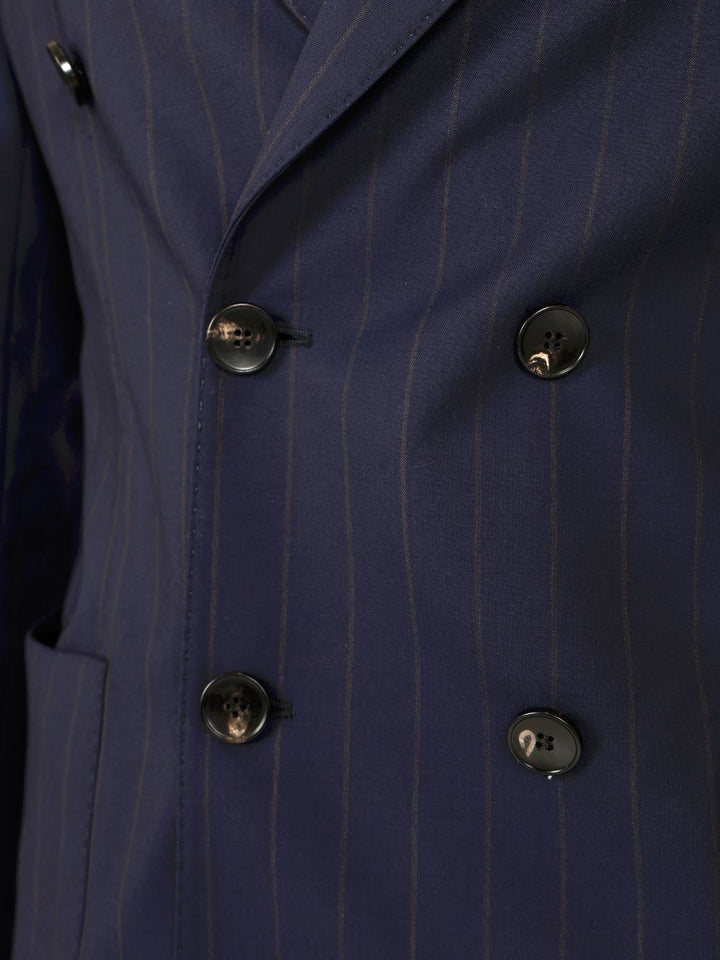 Guarinucci Double-Breasted Pinstriped Suit Abiti - Blu | 5308b74fce62cc12eb2cd1111cc319d3a283c187