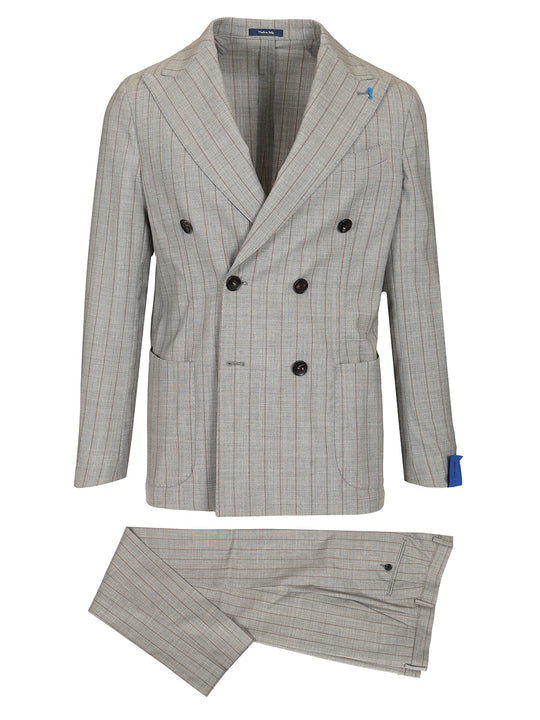 Double-Breasted Pinstriped Suit Abiti Grey
