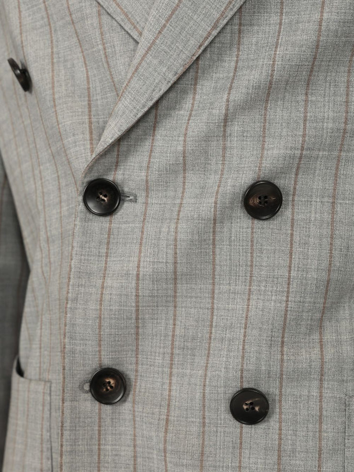 Guarinucci Double-Breasted Pinstriped Suit Abiti - Grey | 261369d0adf55514755113b4cccd29fc36dadf3a