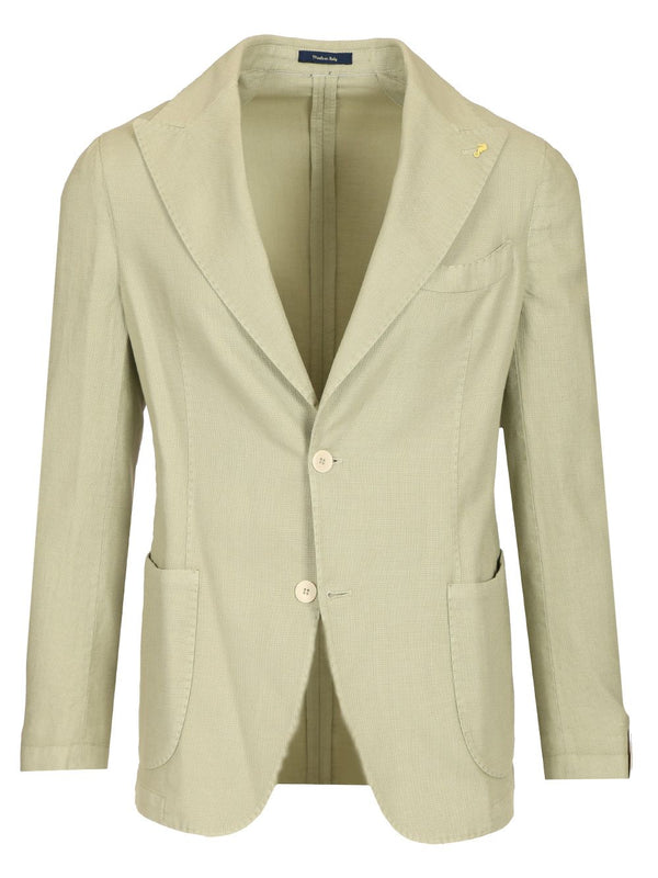 Blazer de algodón y lino Verde