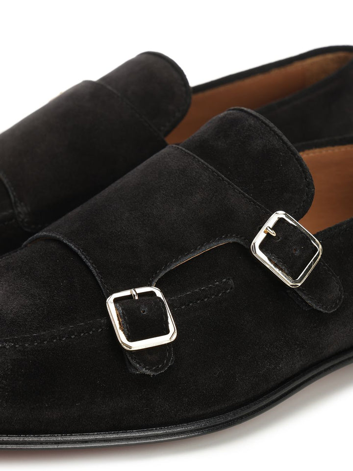 Corvari Black Suede Double Buckle Moccasin Mocassini - Nero | 6e5908c9156d559223bcac3948d8ab7fbb9aa368
