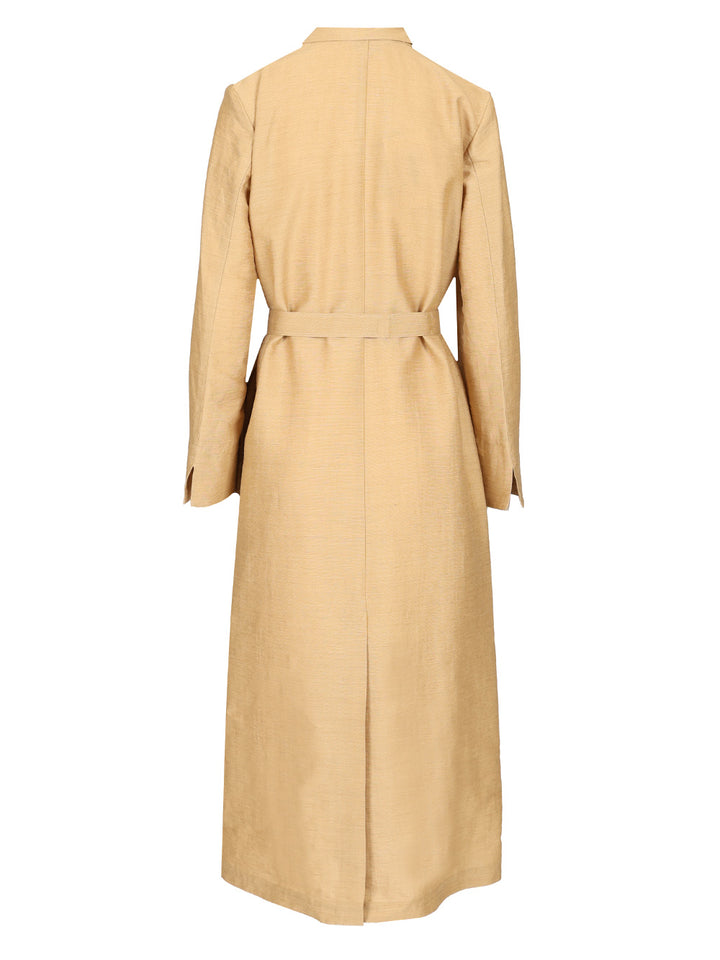 Max Mara Linen And Silk Canvas Overcoat Coats - Oro | 94dbf737511403a5b3f55b9be4bc98e18d5aabf3