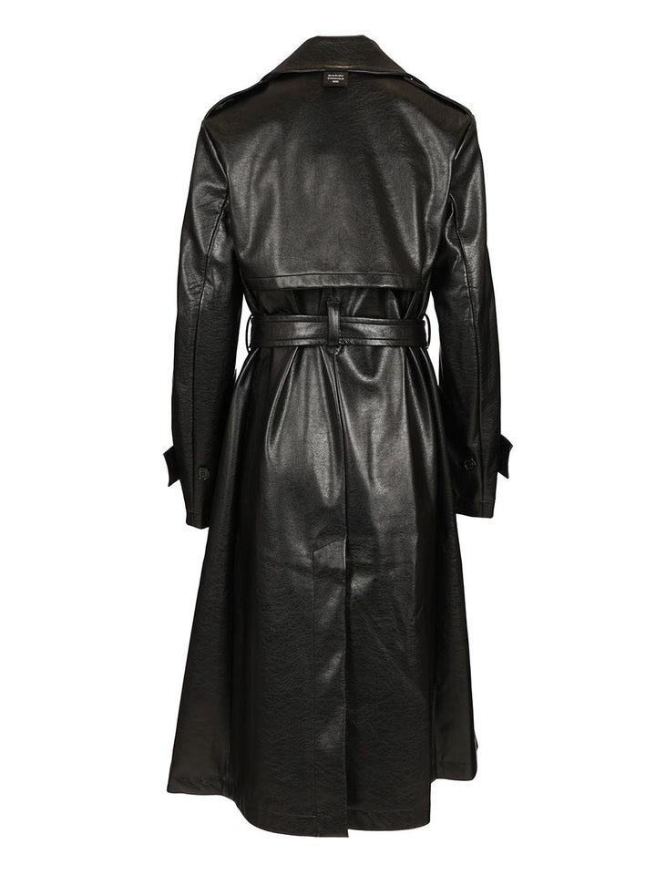 Acne Studios Long Leather Trench Coat Coats - Nero | 6b188ba5c5acbd2d816819a56da64a2bcefb54f9