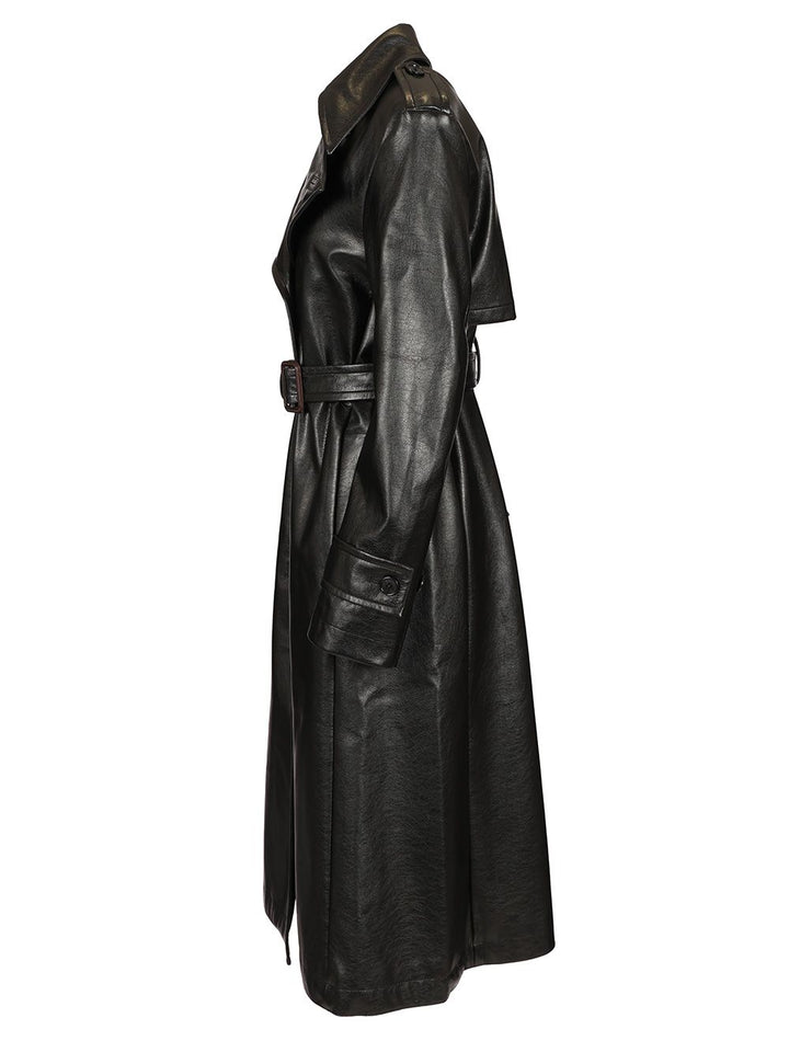 Acne Studios Long Leather Trench Coat Coats - Nero | 412400a82bc1e4f5a00b4f8c9980a259679f8202