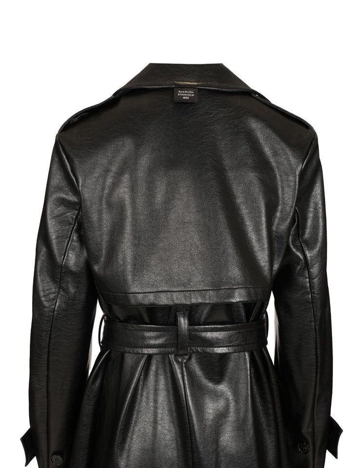 Acne Studios Long Leather Trench Coat Coats - Nero | 4c6cf1f1a4f29ff0d8816f0b60f38ddf0f1ef23e