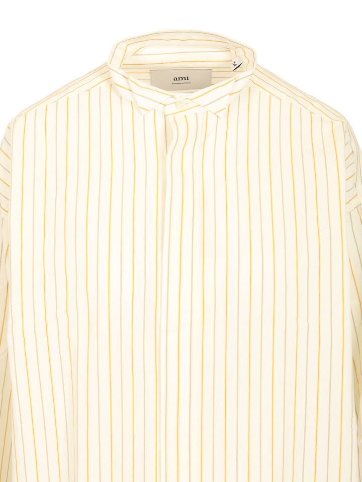 Ami Oversized Striped Shirt Shirts - Bianco | 7e960704936a0f3cc848b733d2d0c1e51d6ce2f3