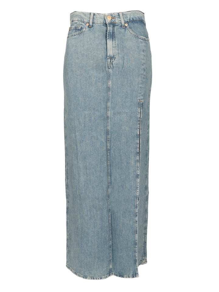 7 For All Mankind Long Maxi Skirt Gonne - Light blue | 0d5ae10191b87015cc9f7d1fa144eada16b08cea