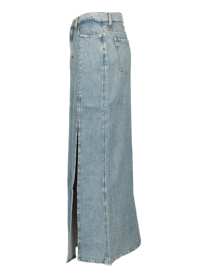 7 For All Mankind Long Maxi Skirt Gonne - Light blue | b870fb2464649dbb98c9ad5d81d3cda4fd30e928