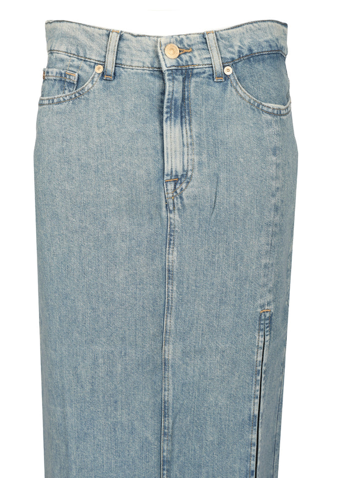 7 For All Mankind Long Maxi Skirt Gonne - Light blue | 8efc927990cdebc15d6ed9d077eec849a502b78f