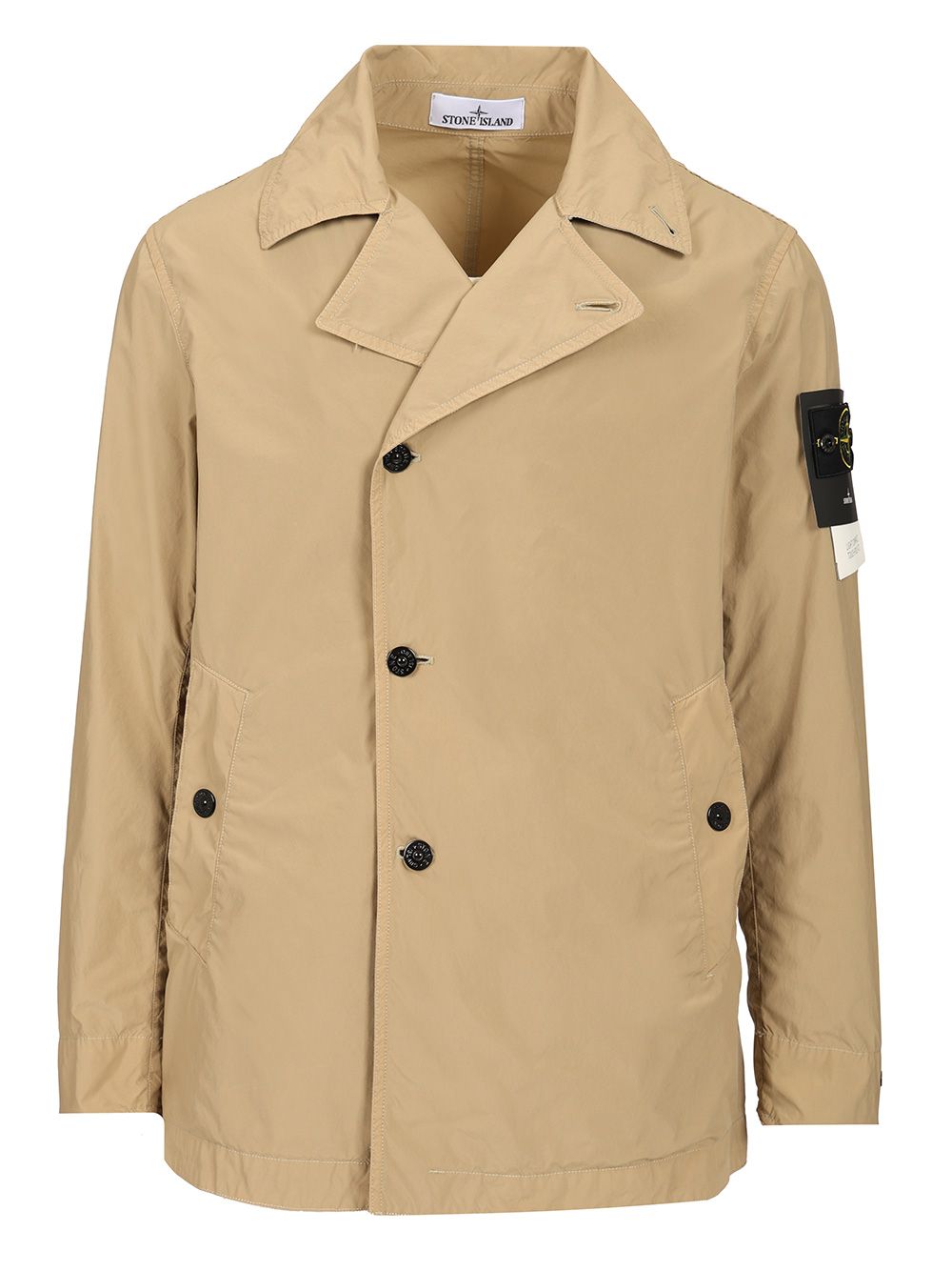Stone Island Short Nylon Trench Coat Giacche - Beige | 736c05f3bfa91b655bd664d67250dfbd846c77ed