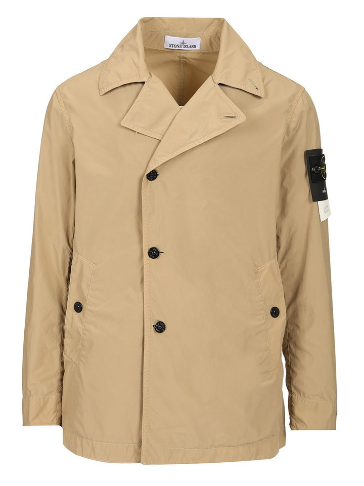 Stone Island Short Nylon Trench Coat Giacche - Beige | 736c05f3bfa91b655bd664d67250dfbd846c77ed