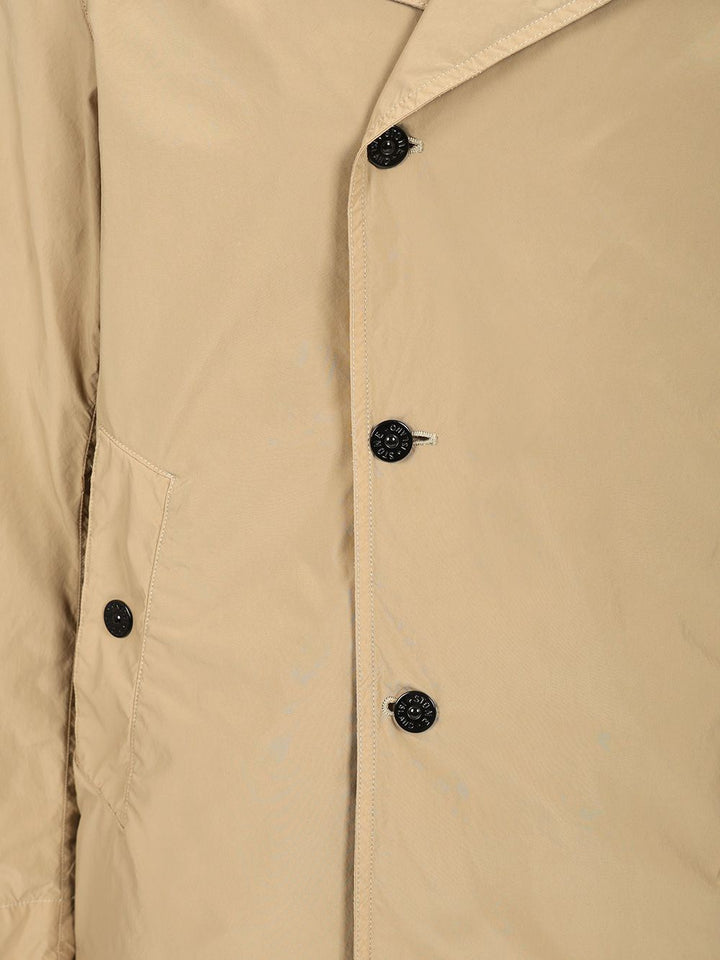 Stone Island Short Nylon Trench Coat Giacche - Beige | e723bb46b0aeb062afab64a021c9d10975cd17c8