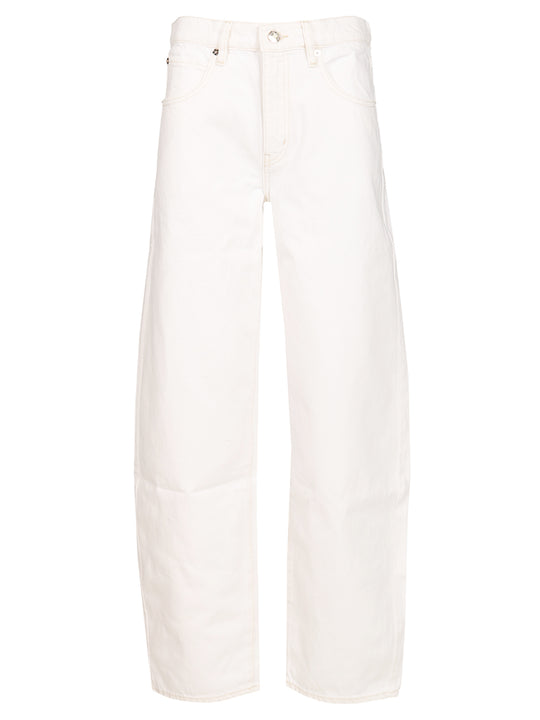 Low Slung Barrel Jeans Bianco